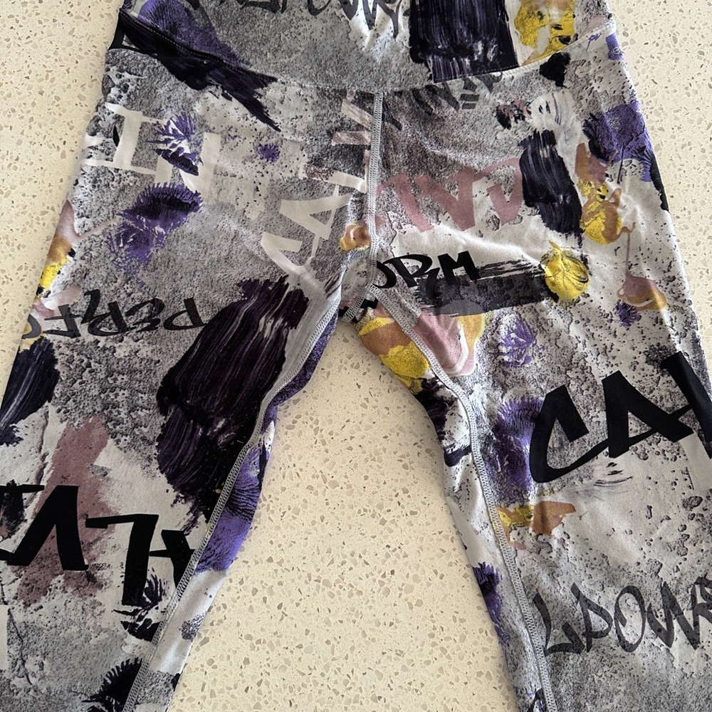 Calvin Klein Collection Graphic Print Leggings - Black, Purple, Yellow